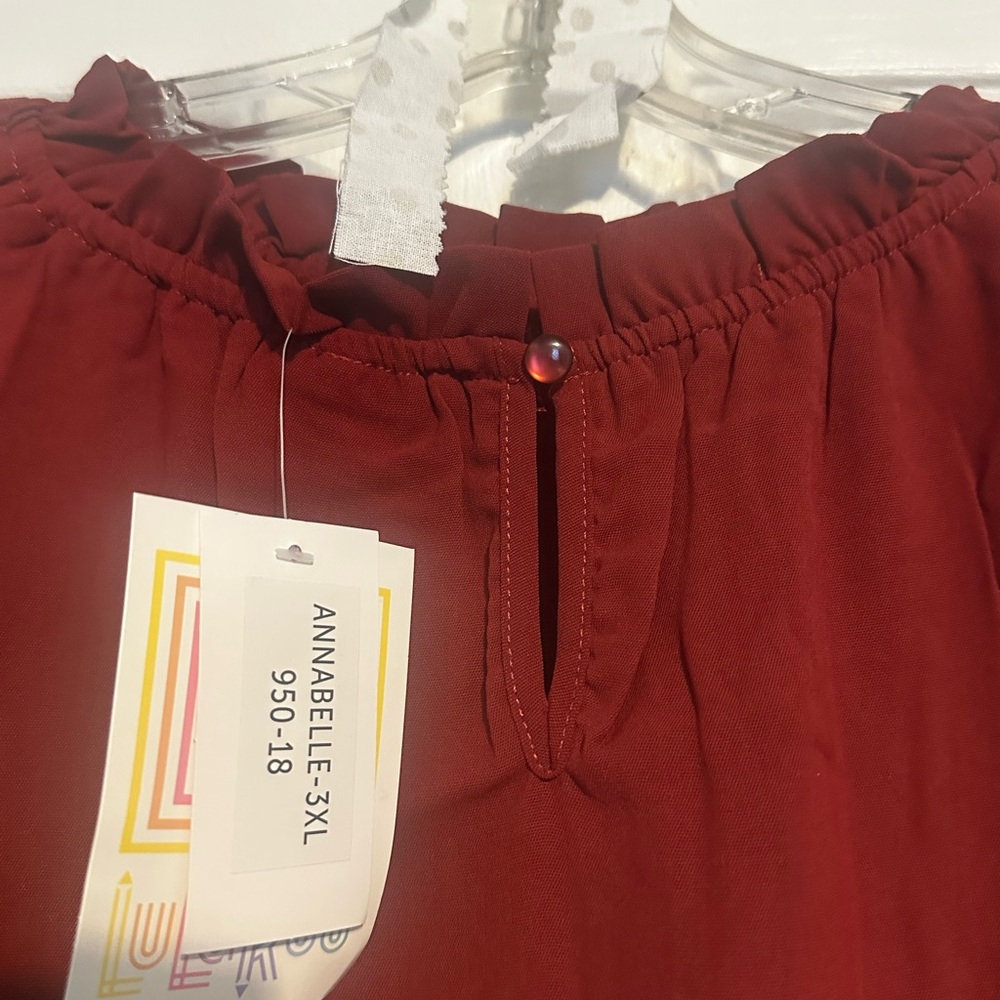 NWT Lularoe Annabelle Burgundy Ruffle Tiered Dress Size 3XL - Picture 2 of 4